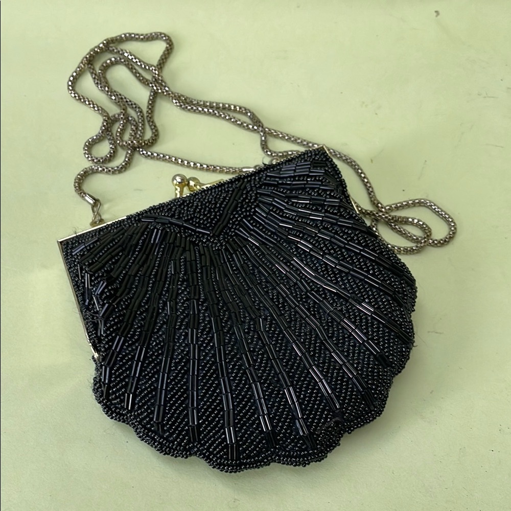 Vintage Black All Beaded Clutch/Shoulder Bag